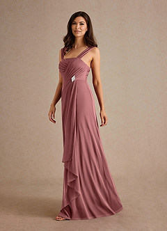 Azazie Clinton Mother of the Bride Dresses Desert Rose A-Line Pleated Mesh Dress image6