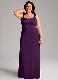 Azazie Denice Bridesmaid Dresses Grape Sheath Pleated Stretch Satin Dress image9