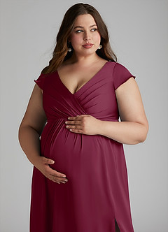 Azazie Allessia Abiti da damigella d'onore premaman Abito A-Line Plissettato Raso Elasticizzato Floor-Length image13