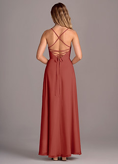 Azazie Mei Bridesmaid Dresses Terracotta A-Line Chiffon Dress image6