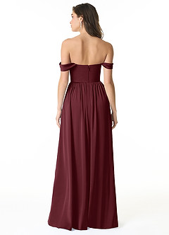 Azazie Morana Bridesmaid Dresses Cabernet A-Line Off the Shoulder Stretch Satin Convertible Dress image14