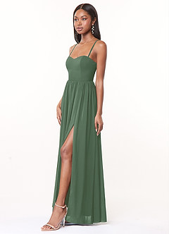 Azazie Marilyssa Bridesmaid Dresses Eucalyptus A-Line Corset Stretch Chiffon Dress image3