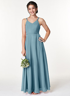 Azazie Janine Junior Blue Jay A-Line Chiffon Dress image1