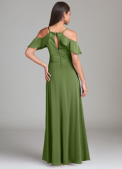 Azazie Dakota Bridesmaid Dresses Juniper A-Line Off the Shoulder Stretch Satin Dress image2