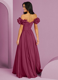 Barbie ♥ Azazie Brautjungfernkleider Wandelbar A-Linie Schulterfrei Chiffon Kleid Maulbeerrot image2