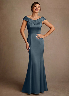Azazie Aberdeen vestidos de madre de la novia Vestido de Crepúsculo de Satén Elástico de Corte Recto con Plisado image1
