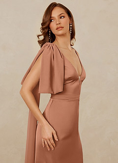 Christian Siriano Bridal for Azazie 1011 Kleider zum Anprobieren zu Hause Meerjungfrau-Linie Schleifen Stretch-Satin Kleid Bronzer image8