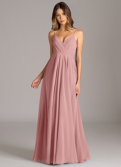 Azazie Amani Bridesmaid Dresses Dusty Rose A-Line Pleated Chiffon Dress image4