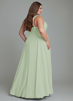 Azazie Shaude Bridesmaid Dresses Dusty Sage A-Line Pleated Chiffon Dress image2