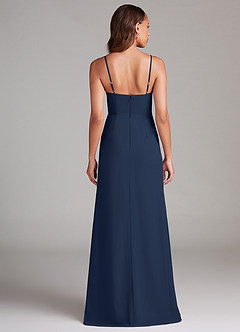 Azazie Maci Brautjungfernkleider Etui Plissee Chiffon Kleid Dunkelmarine image7