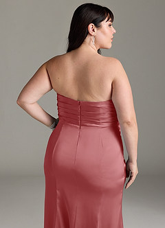 Azazie Yola Robes à essayer chez vous Robe Fourreau Convertible en Satin extensible Plissee mit V-Ausschnitt Améthyste image17
