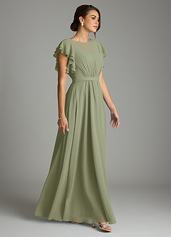 Azazie Daphne Modest Bridesmaid Dresses A-Line Ruffled Chiffon Floor-Length Dress image4