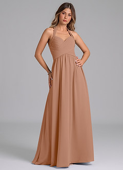 Azazie Darlyn Abiti da Damigella Abito A-Line in Chiffon Plissettato Champagne Rosa image3