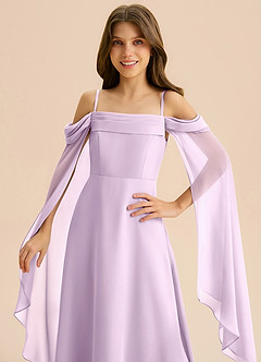 Azazie Moana Junior A-Linie Plissee Chiffon Kleid Frostiges Flieder image7