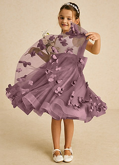 Azazie Sprout Jurken voor bloemenmeisjes A-Lijn Jurk van Tule Boog Vintage Mauve image3