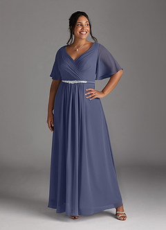 Azazie Tricia Mother of the Bride Dresses Stormy A-Line V-Neck Pleated Chiffon Dress image10