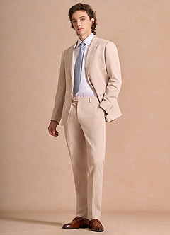 front Carter Marrone Chiaro Abito in misto cotone e lino