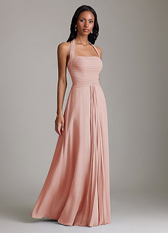 Azazie Clarisa Bridesmaid Dresses Rosette A-Line Pleated Chiffon Dress image1