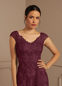 Azazie Melena Mother of the Bride Dresses Cabernet Mermaid Lace Tulle Dress image5
