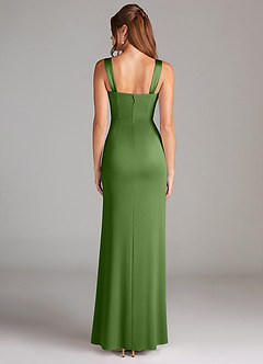 Azazie Denice Robes de demoiselle d'honneur Robe Fourreau en Satin extensible Plissée Basilic image3