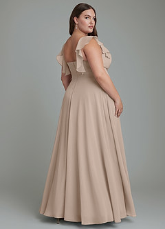 Azazie Leilani Robes de demoiselle d'honneur Robe Trapèze en Mousseline de soie Plissé Taupe image2