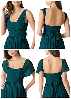 Azazie Olani Bridesmaid Dresses Pine A-Line Off the Shoulder Chiffon Convertible Dress image9