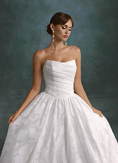 Azazie Nadine Wedding Dresses Diamond White A-Line Strapless Floral Burnout Dress image8