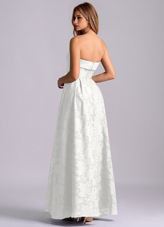 Azazie Lucienne Bridesmaid Dresses White A-Line Strapless Floral Burnout Dress image2