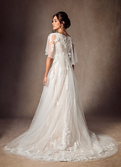 Azazie Renesmee Robes de mariée Robe Trapèze en Tulle Paillettes Diamant Nude image2