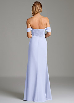 Azazie Riley Robes de demoiselle d'honneur Robe Fourreau Convertible en Mousseline de soie Épaule décolletée Lavande image3