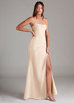 Azazie Leonis Bridesmaid Dresses White Alabaster Sheath Strapless Chiffon Convertible Dress image8