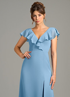 Azazie Kimmy Bridesmaid Dresses Steel Blue A-Line Ruched Chiffon Dress image5