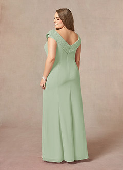 Azazie Cupid Final Sale Dusty Sage A-Line Boatneck Lace Chiffon Dress image9