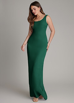 Azazie Hadley Bridesmaid Dresses Emerald Mermaid Pleated Chiffon Dress image4