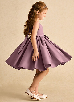 Azazie Jessie Flower Girl Dresses Vintage Mauve A-Line Bow Matte Satin Dress image3