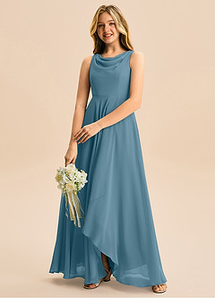 Azazie Mannie Junior Bermuda A-Line Pleated Chiffon Dress image5