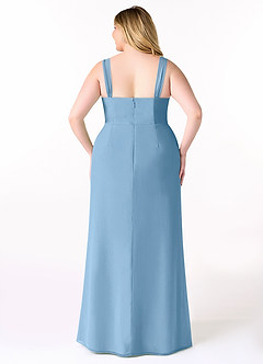 Azazie Denice Abiti da Damigella Abito Tubino in Chiffon a Pieghe Blu Acciaio image10