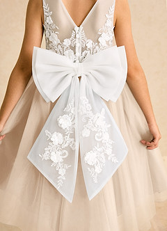 Azazie Lina Flower Girl Dresses Ivory White Alabaster Ball-Gown Lace Dress image7