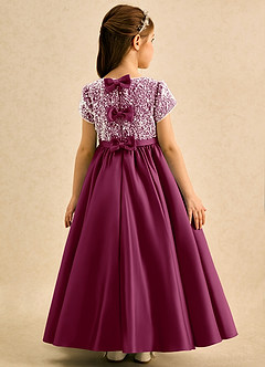 Azazie Cashew Robe Demoiselle D'honneur Fillette Robe Princesse en Mat Satiné avec manches Mûre image1