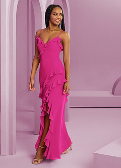 Barbie ♥ Azazie Jurken voor thuis passen Jurk van Chiffon met Kolom Cabernet image1