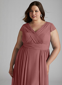 Azazie Organa Bridesmaid Dresses Desert Rose A-Line Pleated Chiffon Dress image11