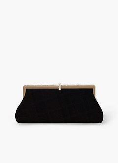 front Elegante, met strass verfraaide fluwelen handtas