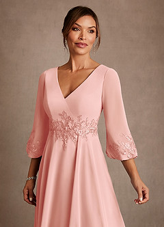 Azazie Yorba Kleider für die Brautmutter A-Linie Spitze Chiffon Kleid Rosettenrosa image5