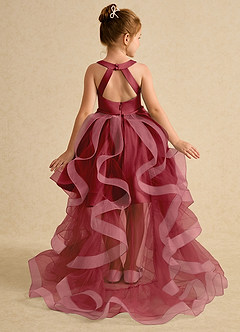 Azazie Julietta Flower Girl Dresses Pomegranate Ball-Gown Convertible Tulle Dress image1