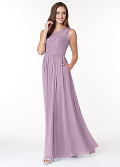 Azazie Demi Bridesmaid Dresses A-Line One Shoulder Chiffon Floor-Length Dress image3