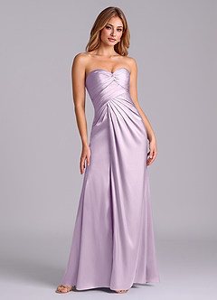 Azazie Sabrine Final Sale Frosted Lilac A-Line Sweetheart Neckline Stretch Satin Dress image3