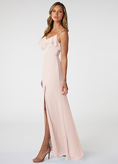 Azazie Natalia Bridesmaid Dresses Rose Petal A-Line Chiffon Dress image3