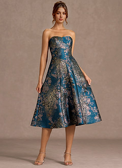 Blakely Teal Floral Midi Dress image1