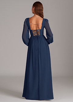 Azazie Maree Bridesmaid Dresses Dark Navy A-Line Corset Chiffon Dress image6