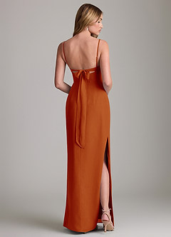 Azazie Mai Bridesmaid Dresses Paprika Sheath Pleated Chiffon Dress image2